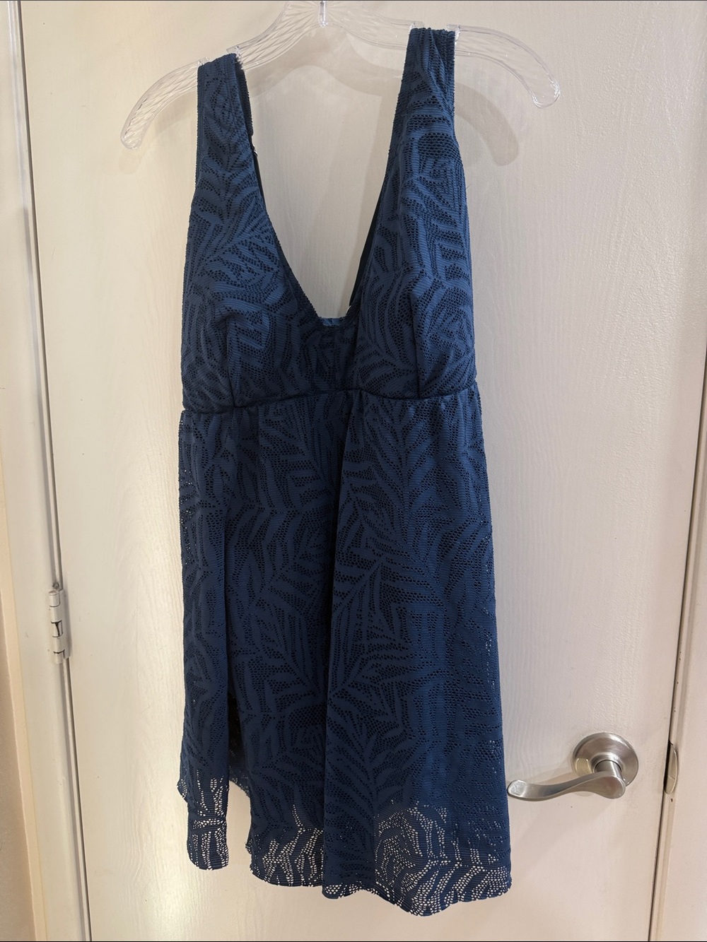 Deep Blue Lace Sleeveless V-Neck Swim Suit Dress size 3X